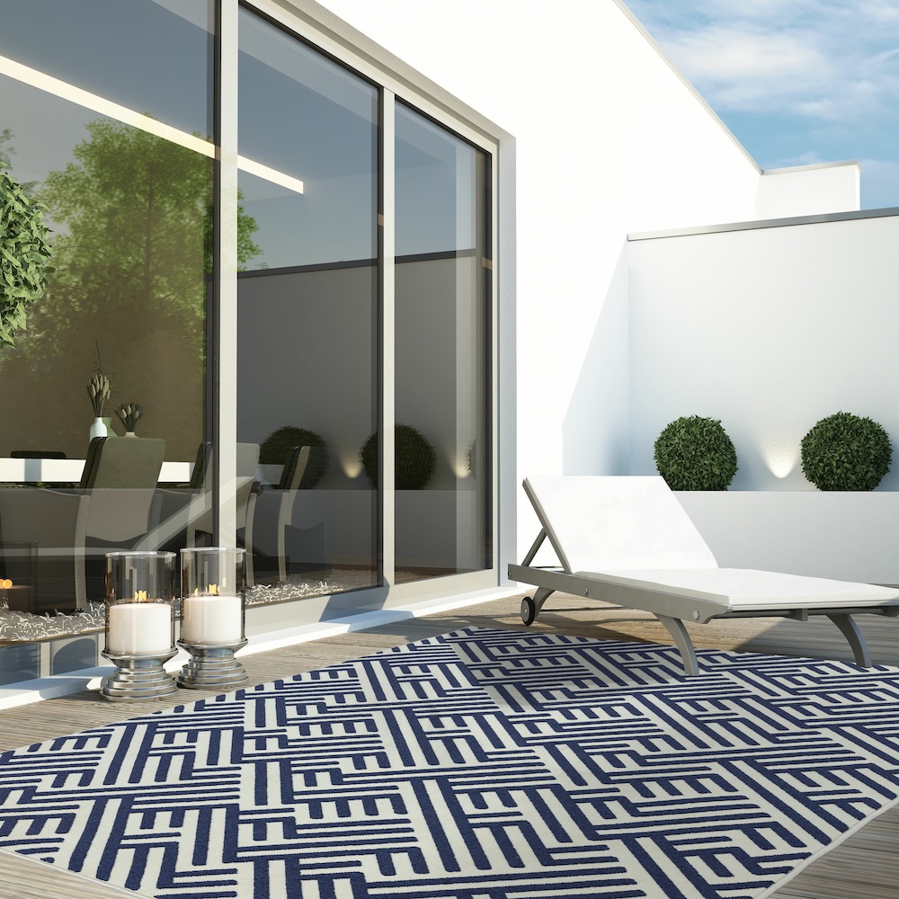 Antibes 120cm x 170cm AN04 Blue/White Linear