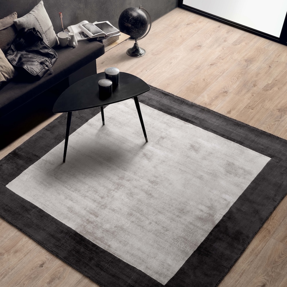 Blade Border Rug 160cm x 160cm Square Charcoal Silver 04