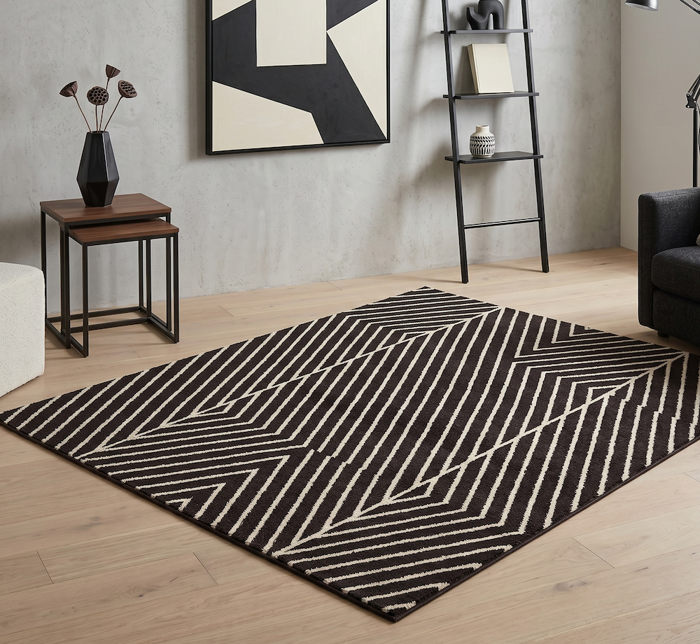 Muse 80cm x 150cm Black Linear Rug MU10