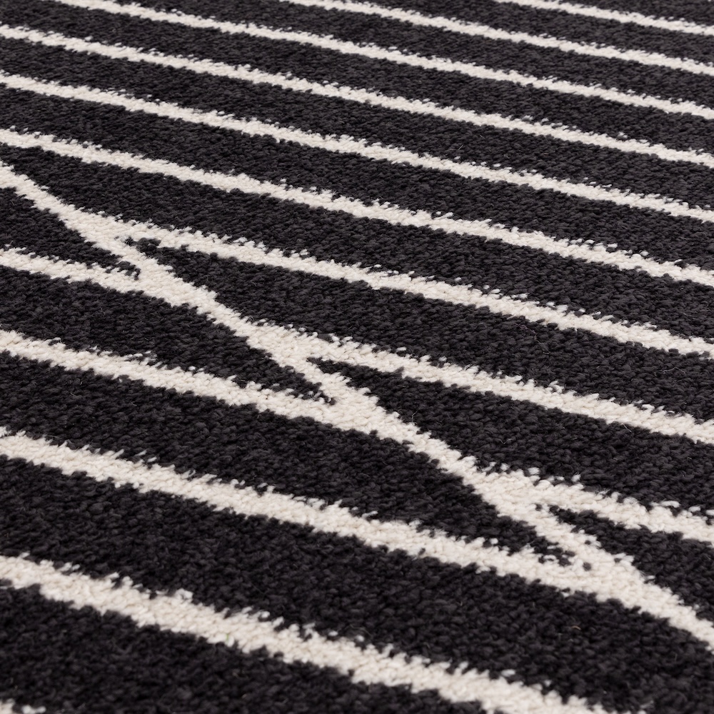 Muse 66cm x 240cm Black Linear Rug MU10