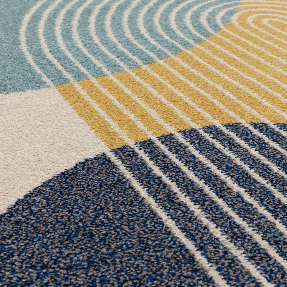 Muse 80cm x 150cm Blue Retro Rug MU15
