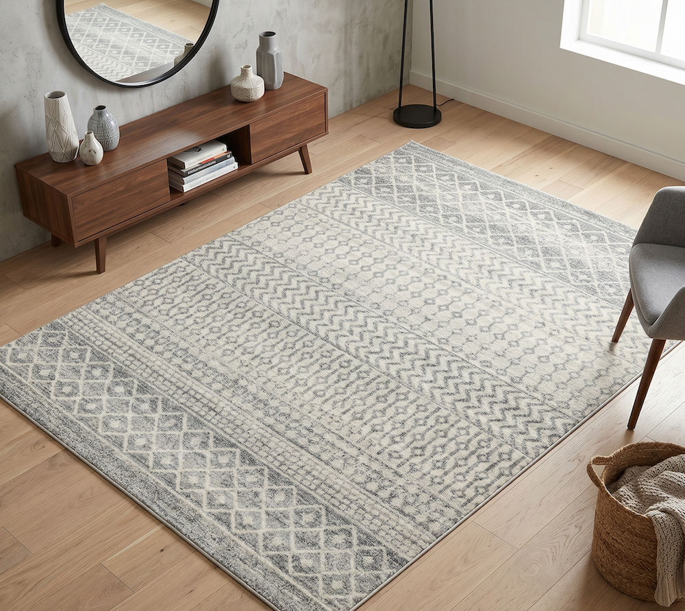 Nova 200cm x 290cm Aztec Grey Rug NV35
