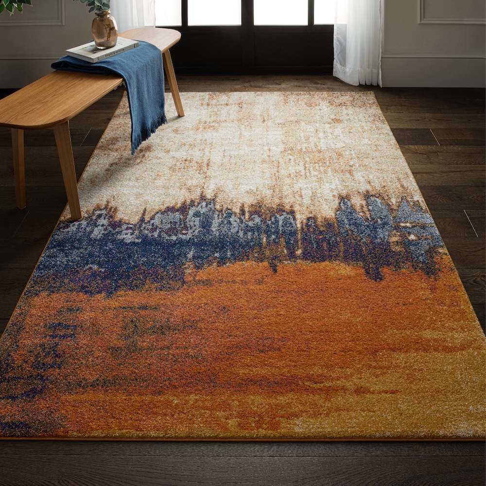 Nova 200cm x 290cm Distress Orange Rug NV04