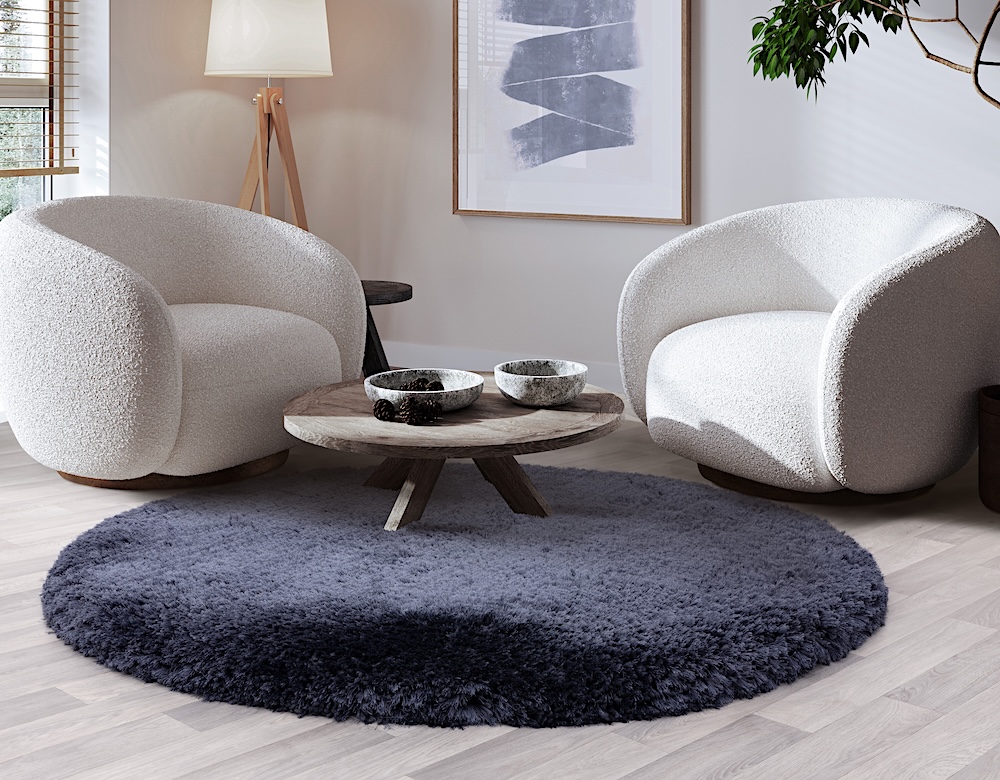 Plush Rug 150cm x 150cm Navy (Circle)