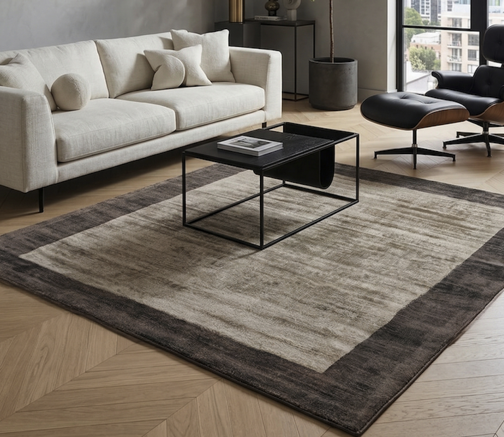 Blade Border Rug 160cm x 160cm Choco Mocha 02