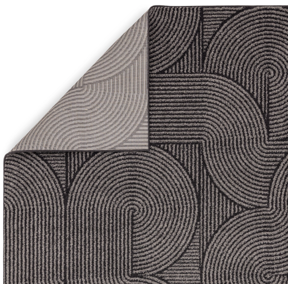 Muse 80cm x 150cm Charcoal Swirl Rug MU01