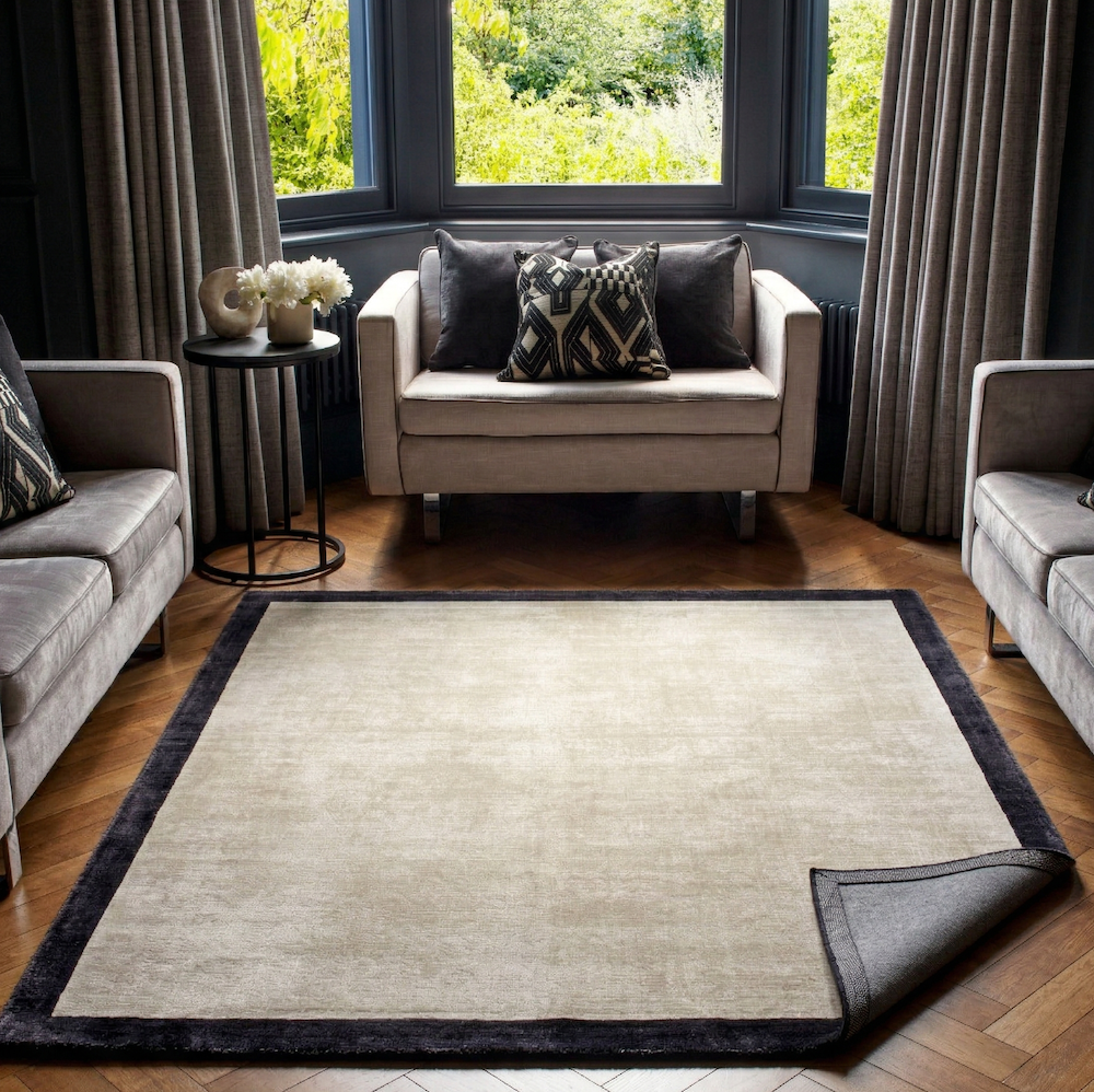 Blade Border  200cm x 200cm Square Putty/Charcoal 10