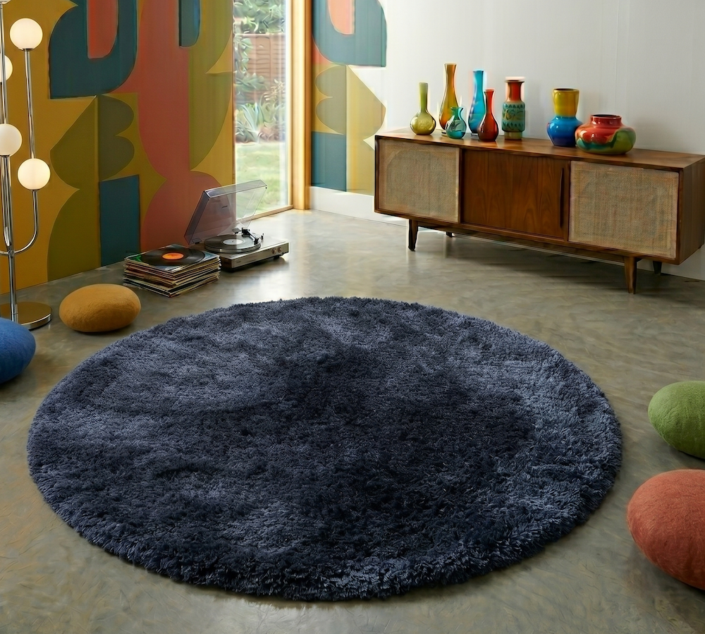 Plush Rug 150cm x 150cm Navy (Circle)
