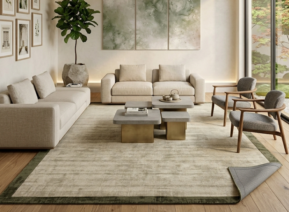 Blade Border Rug 200cm x 290cm Sage/Olive 05