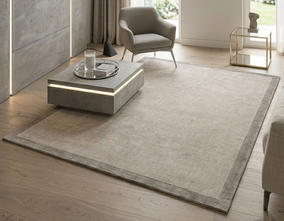 Blade Border 120cm x 170cm Putty/Silver 07