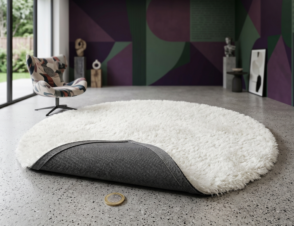 Plush Circle Rug 150cm x 150cm White (Circle)