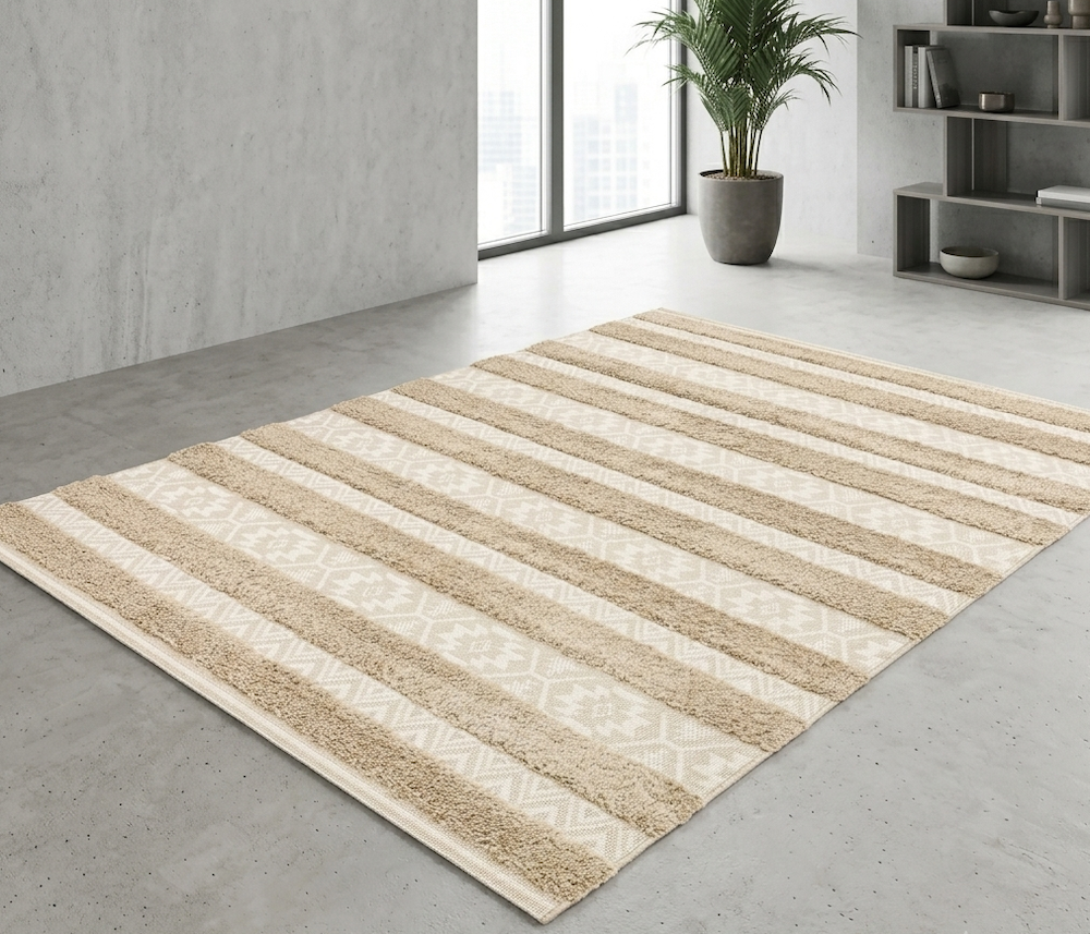 Monty 120cm x 170cm MN04 Natural/Cream Stripe