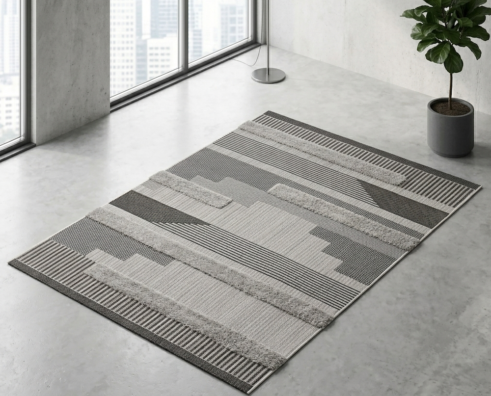 Monty 160cm x 230cm MN05 Black/Grey Geometric