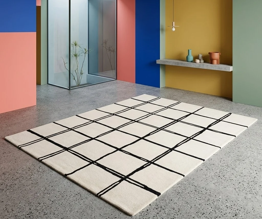 Albany Rug 120cm x 170cm Grid Monochrome