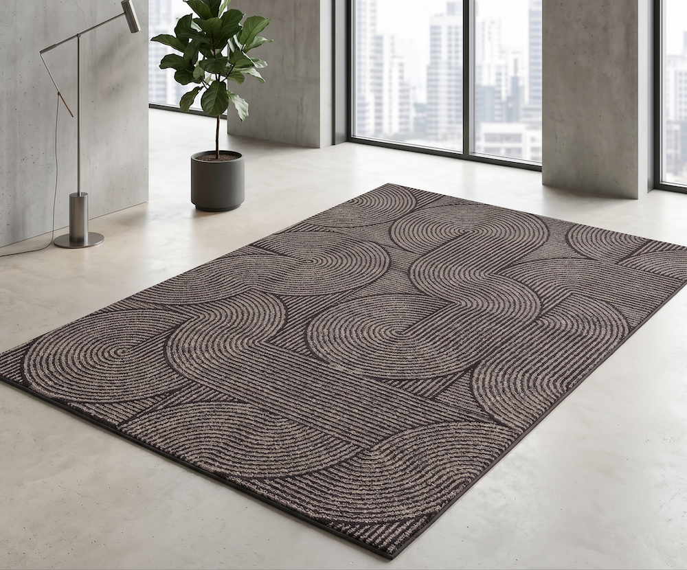 Muse 80cm x 150cm Charcoal Swirl Rug MU01