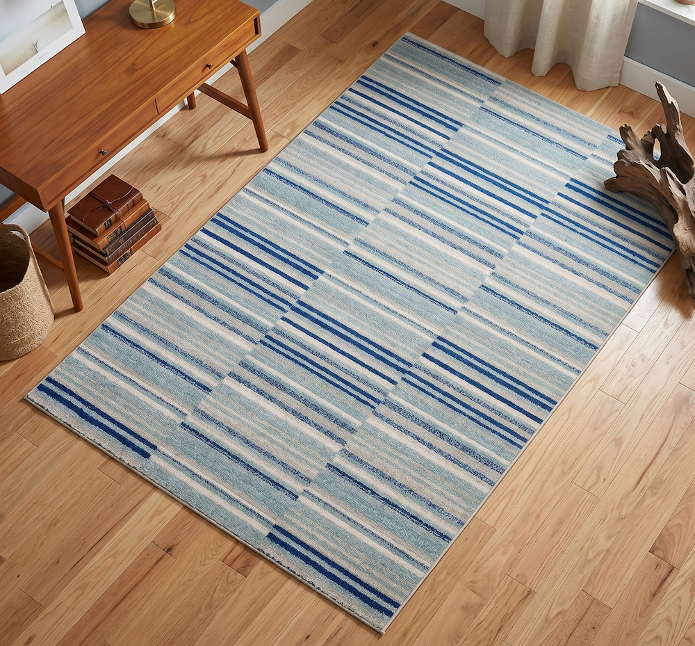 Muse 80cm x 150cm Blue Stripe Rug MU05