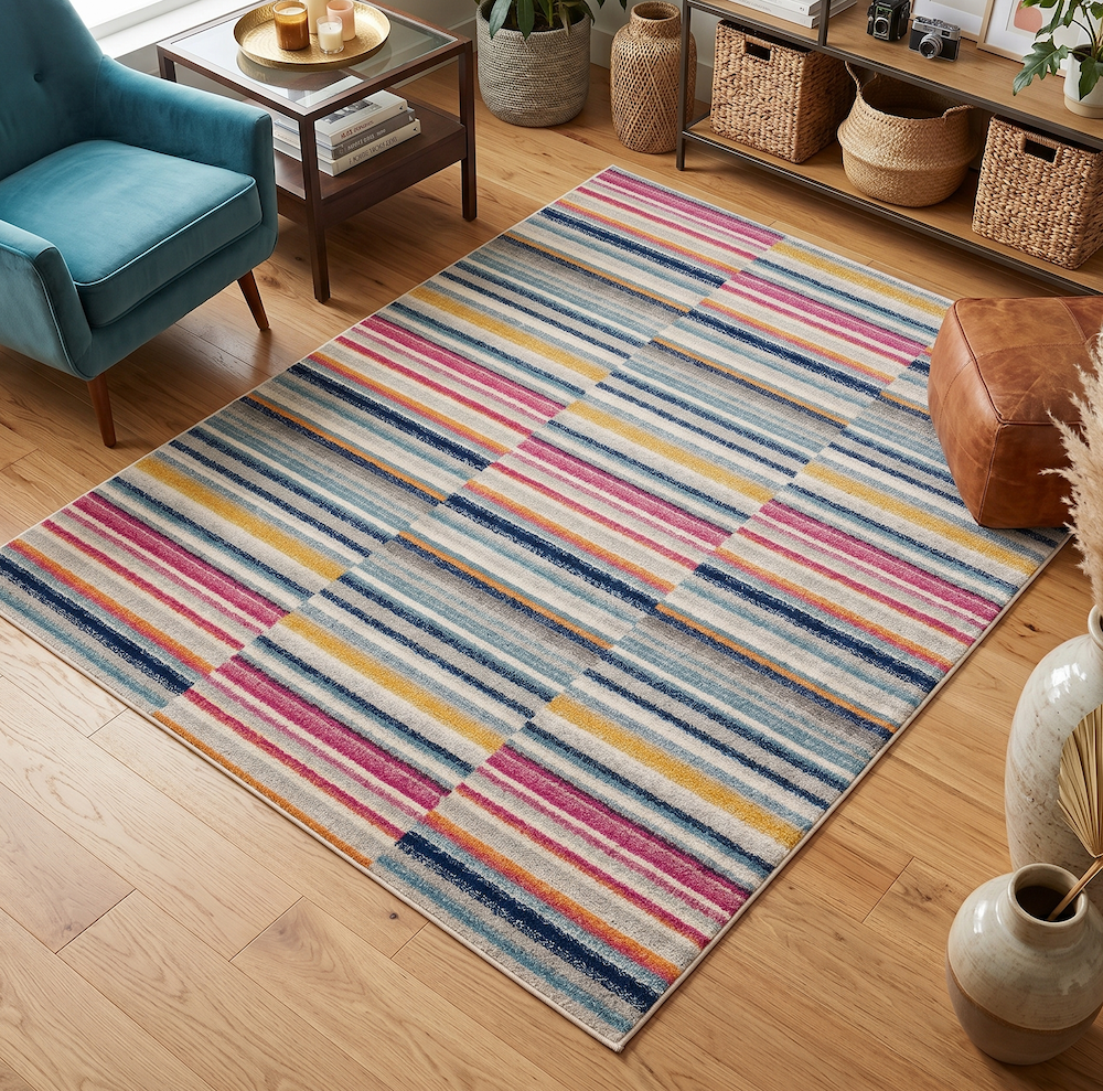 Muse 80cm x 150cm Multi-Coloured Stripe Rug MU06