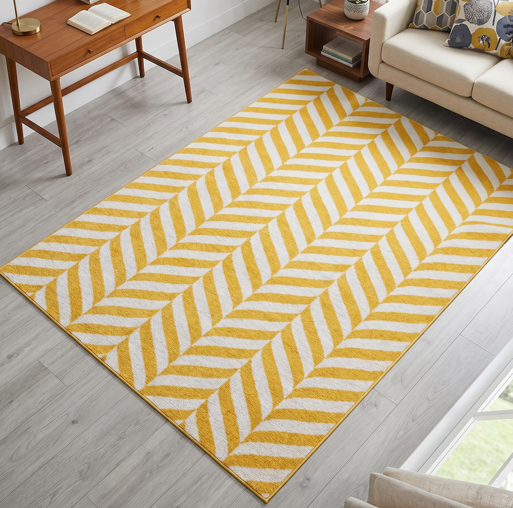 Muse 80cm x 150cm Yellow Chevron Rug MU08