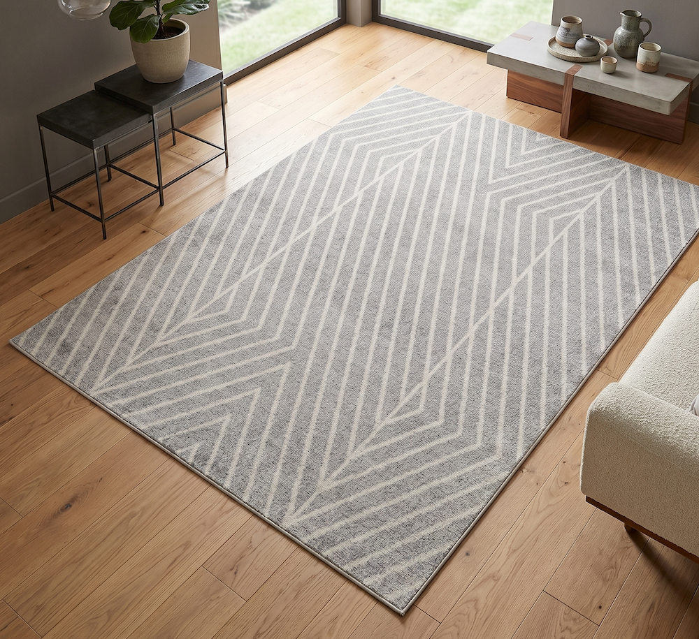 Muse 80cm x 150cm Grey Linear Rug MU09