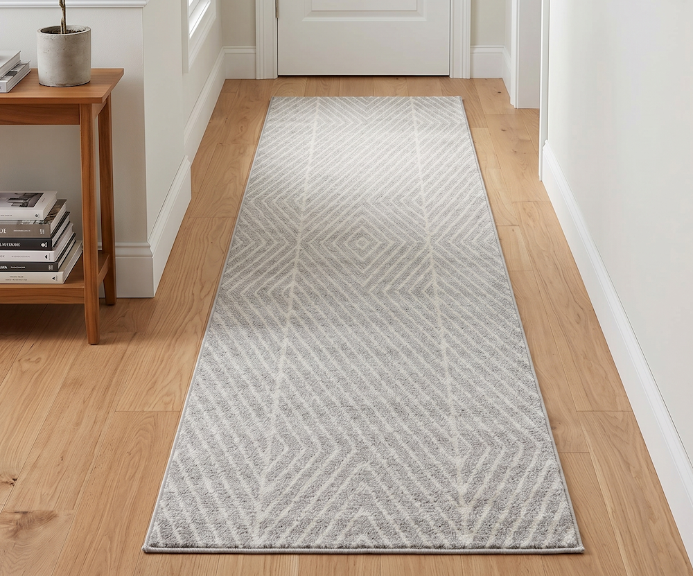 Muse 66cm x 240cm Grey Linear Rug MU09