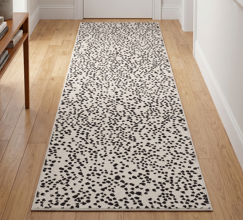 Muse 66cm x 240cm Black Spotty Rug MU11