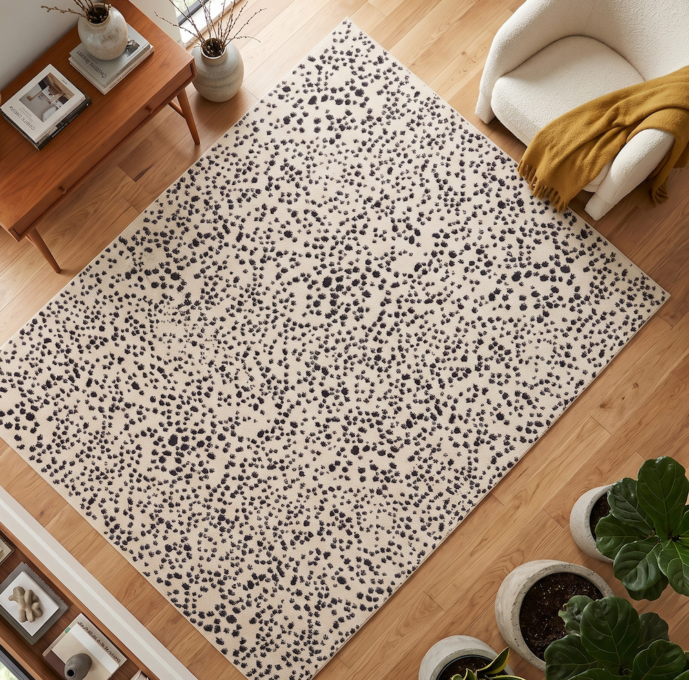 Muse 80cm x 150cm Black Spotty Rug MU11