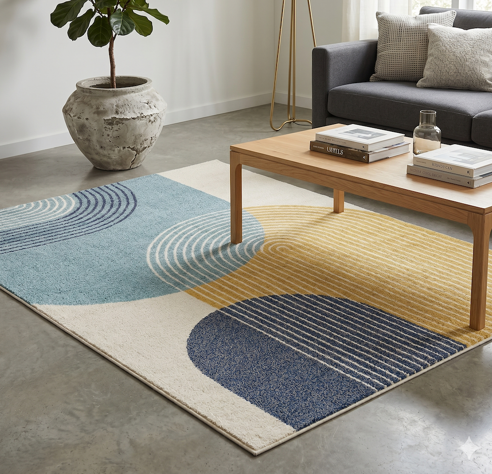 Muse 80cm x 150cm Blue Retro Rug MU15