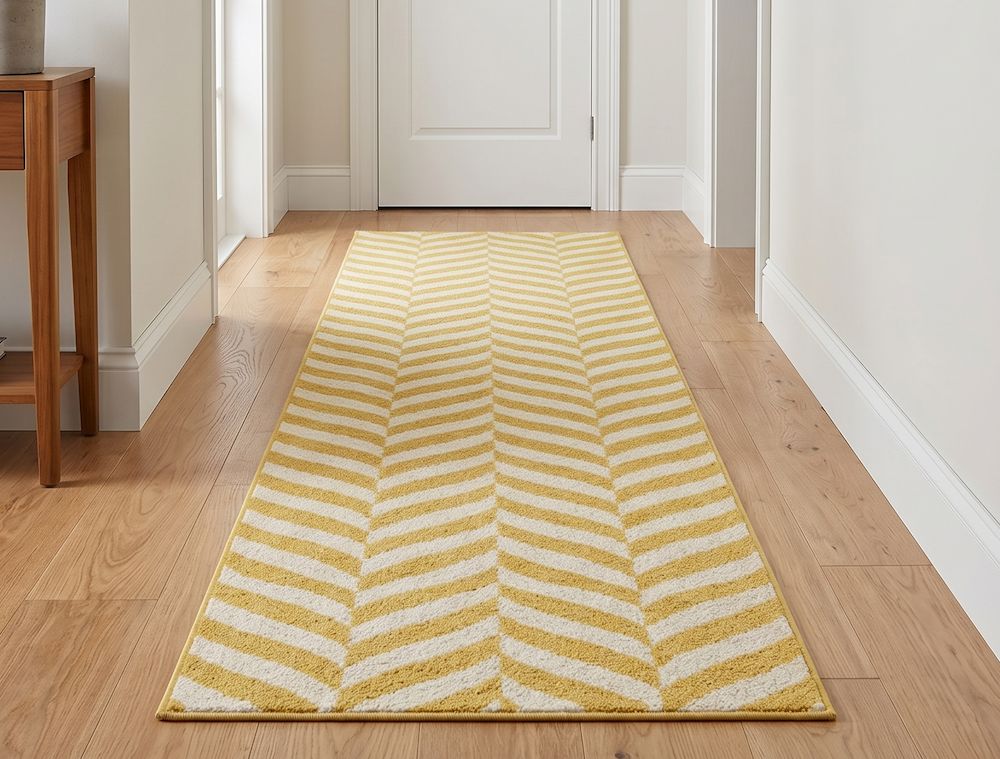 Muse 66cm x 240cm Yellow Chevron Rug MU08