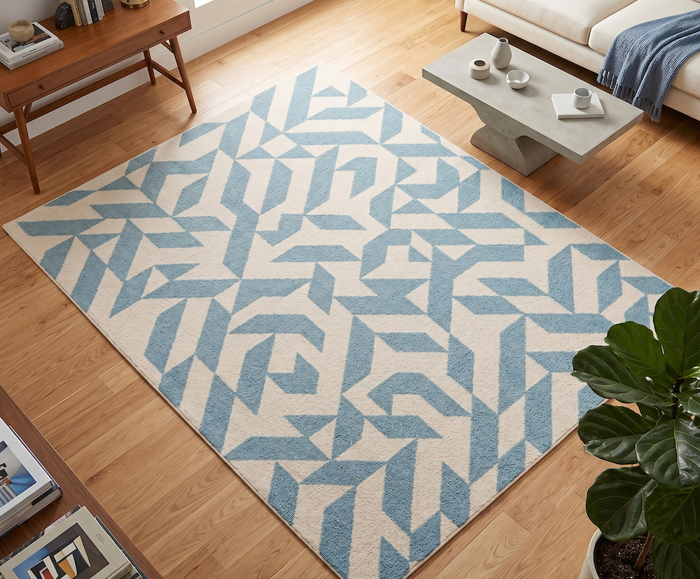 Muse 80cm x 150cm Blue Shapes Rug MU03