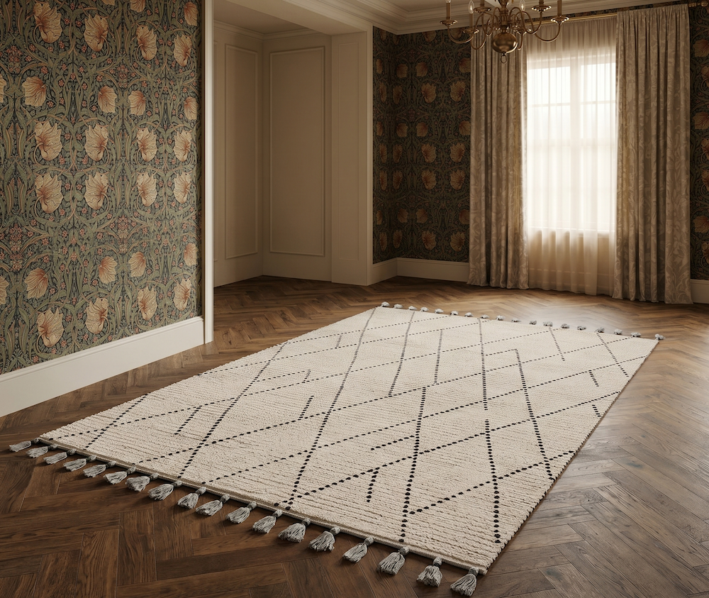 Nepal 200cm x 290cm Cream/Black Linear Rug