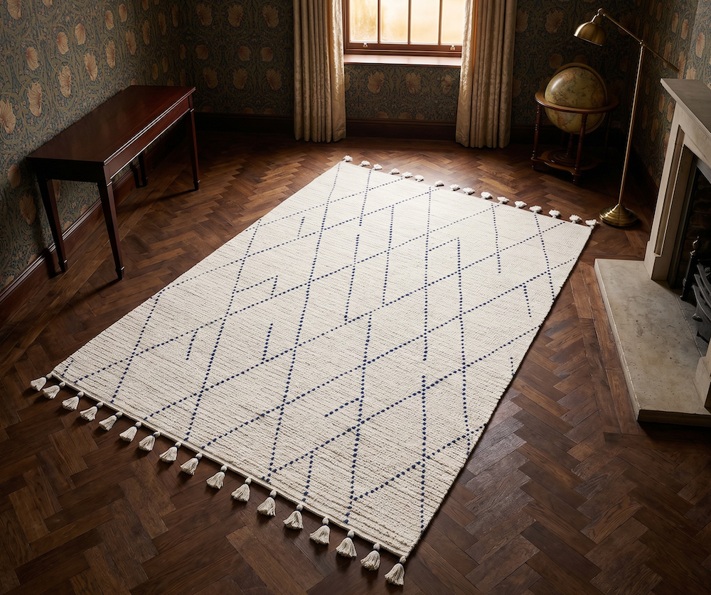 Nepal 160cm x 230cm Cream/Blue Linear Rug