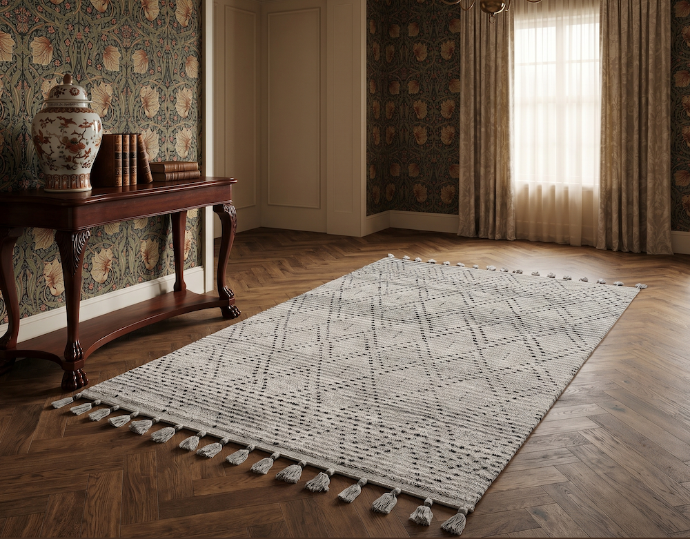 Nepal 160cm x 230cm Grey/Black Diamond Rug