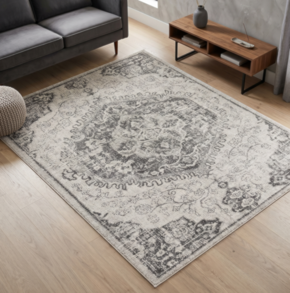 Nova 200cm x 290cm Medallion Ivory Rug NV26