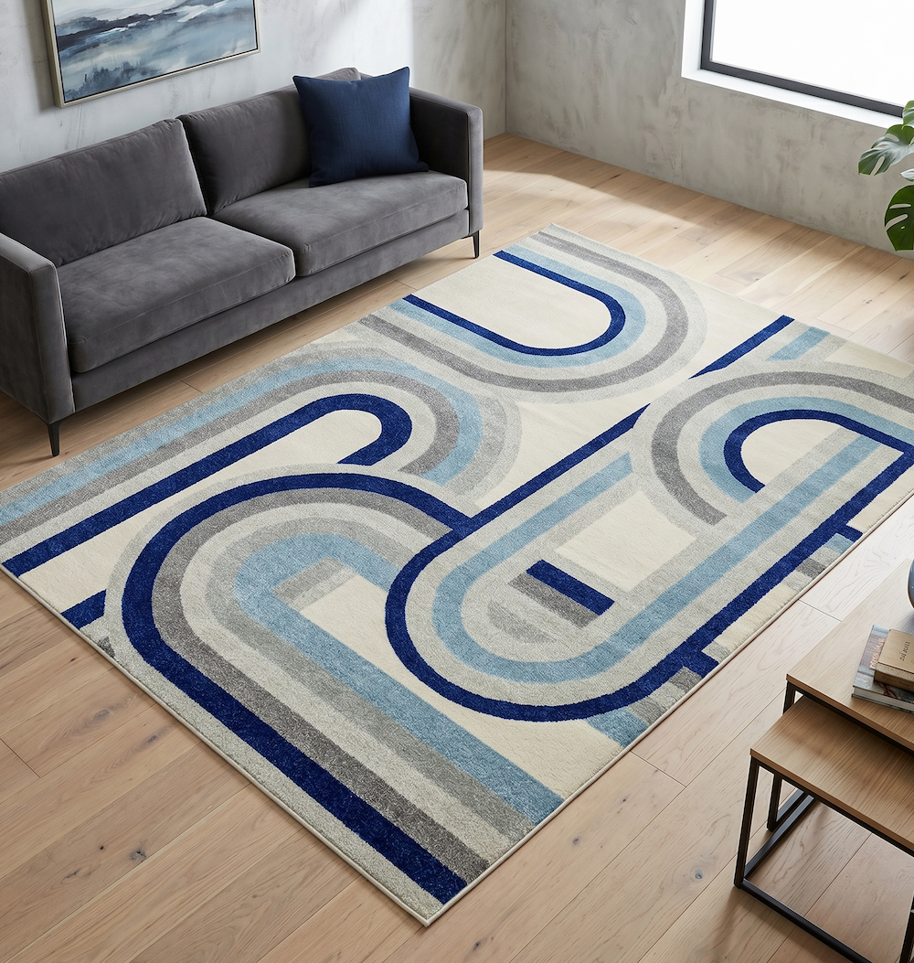 Nova 80cm x 150cm Retro Blue Rug NV30