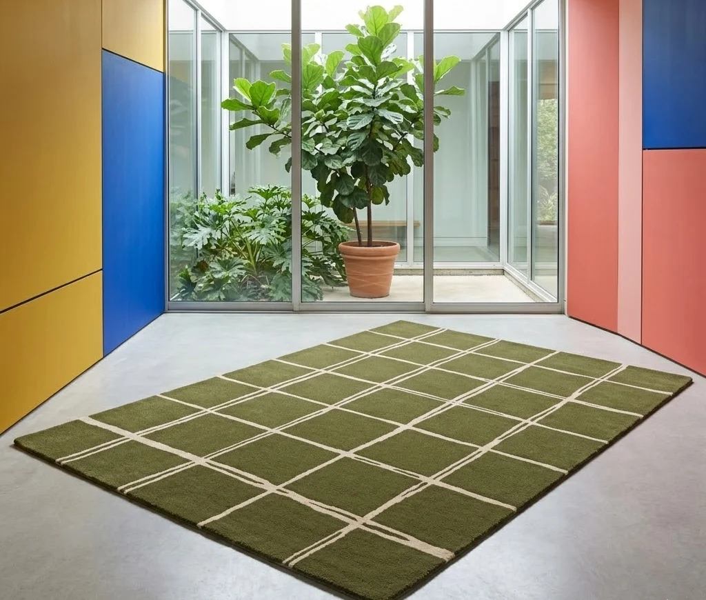 Albany Rug 120cm x 170cm Grid Olive
