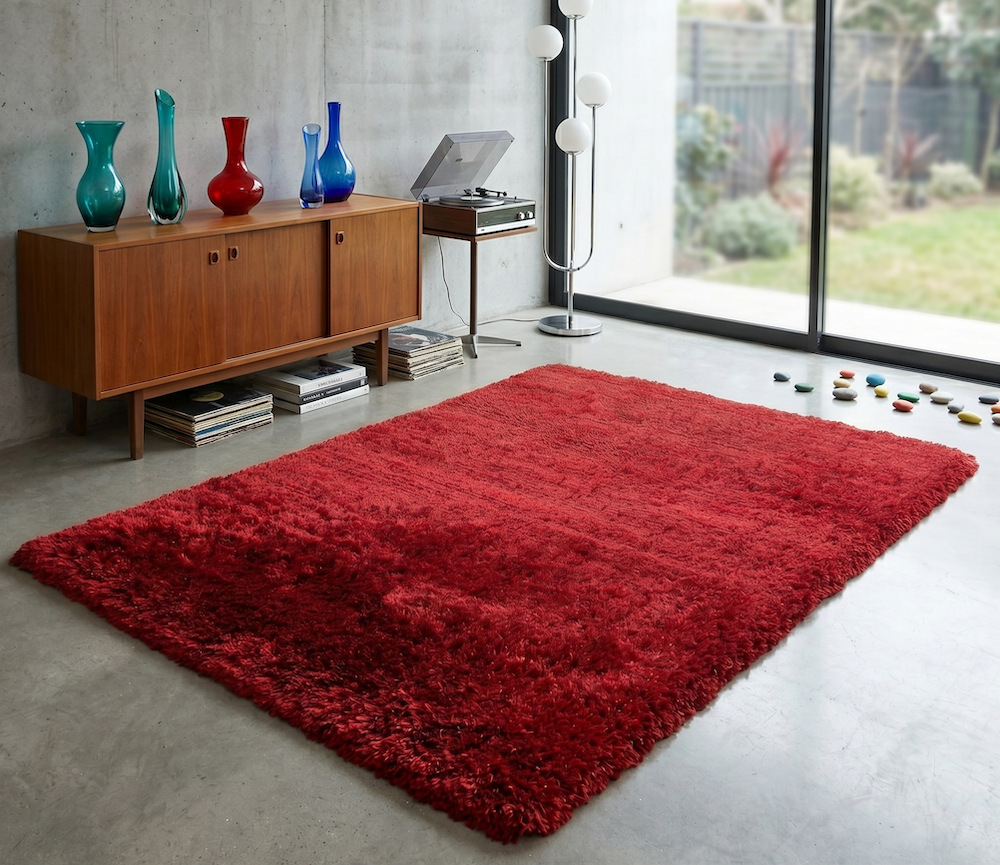 Plush Rug 70cm x 140cm Red