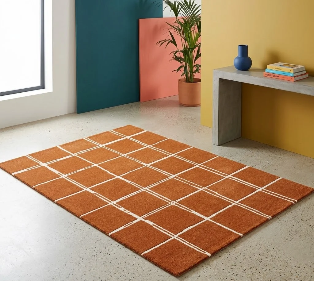 Albany Rug 120cm x 170cm Grid Rust