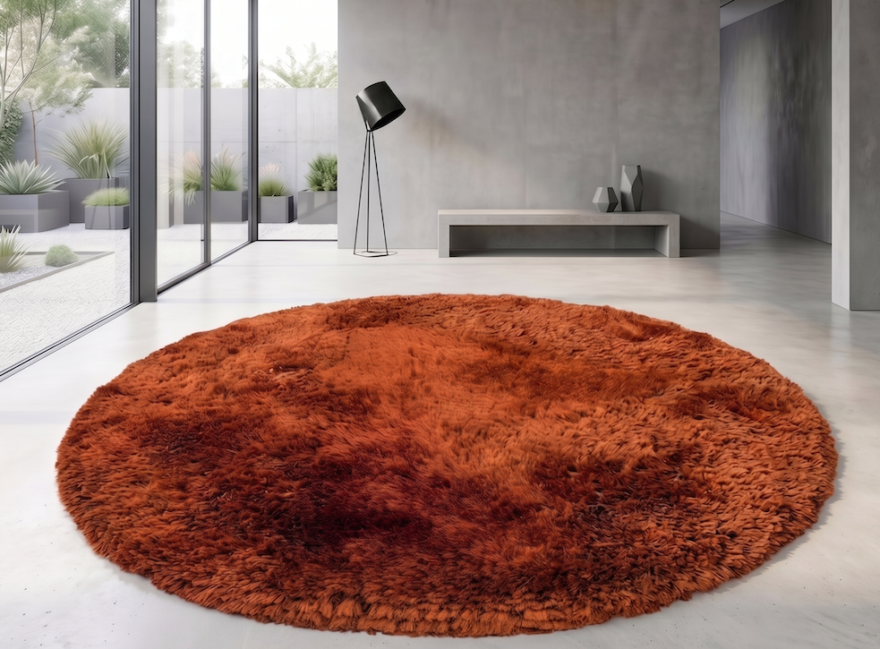 Plush Circle Rug 150x150cm Rust (Circle)
