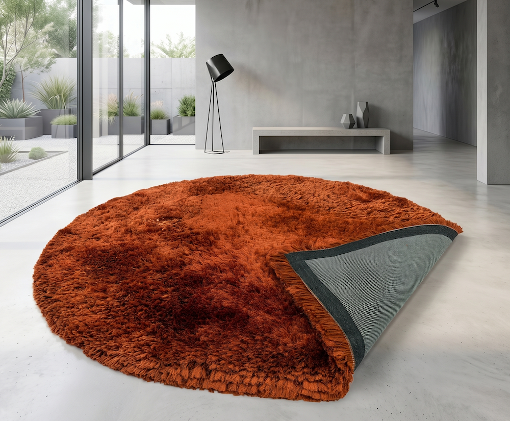 Plush Circle Rug 150x150cm Rust (Circle)