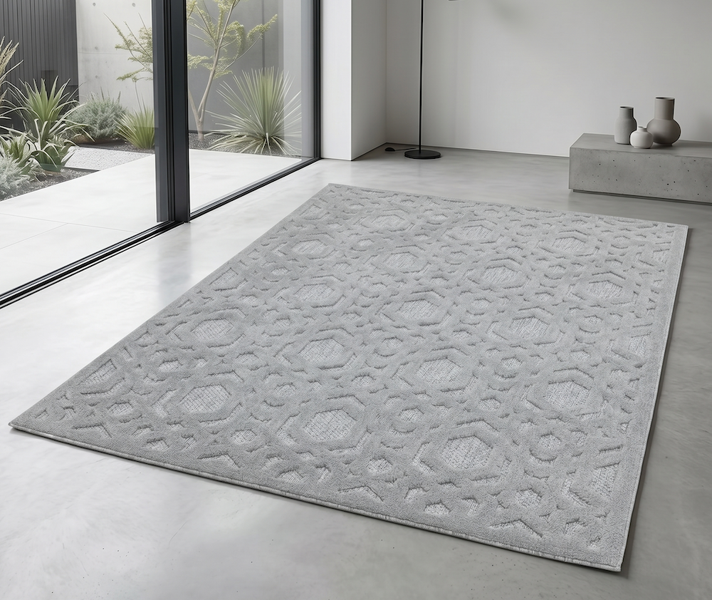 Salta 120cm x 170cm SA03 Silver Geometric