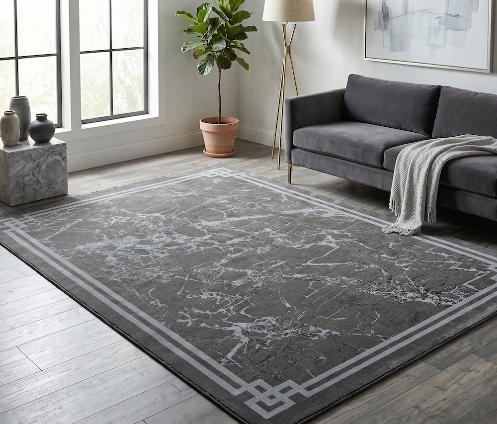 Zehraya 200cm x 290cm ZE04 Silver Border