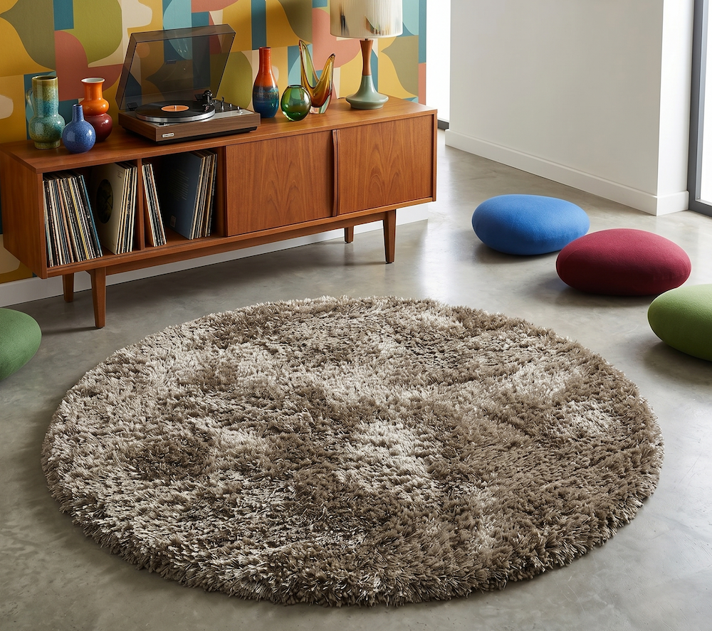 Plush Circle Rug 150x150cm Taupe (Circle)