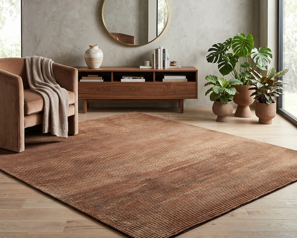 Kuza 120cm x 170cm Plain Stripe Terracotta