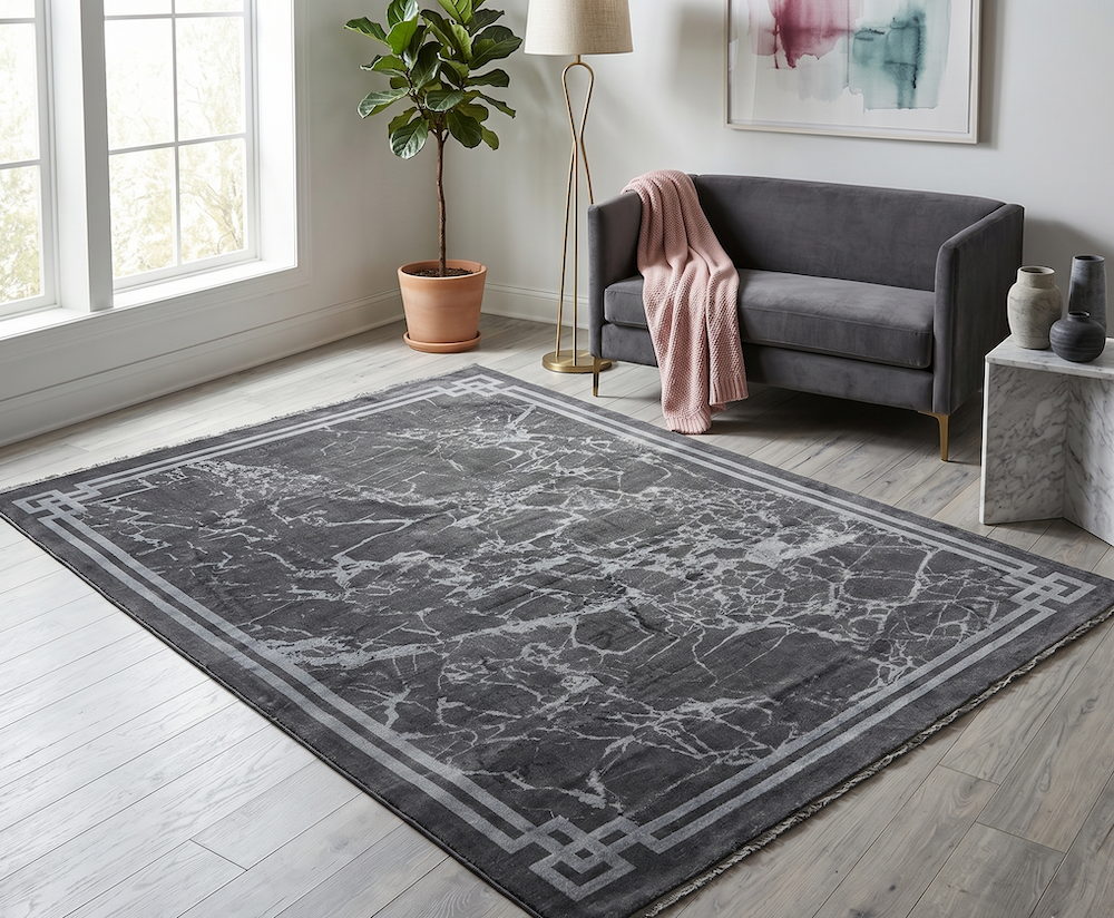 Zehraya 200cm x 290cm ZE03 Grey Border